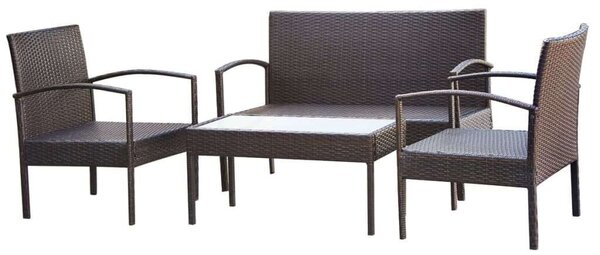 Polyrattan Kerti Bútorszett - 4 részes - Barna