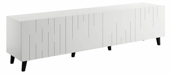 TV-állvány Charlotte 176, Közepes sűrűségű farostlemez, Laminált forgácslap, 52x200x42cm, Fehér