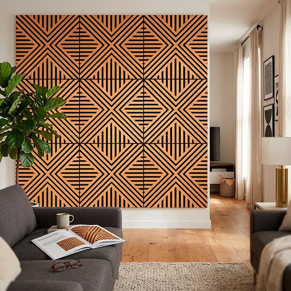 Akusztikus falpanel Deco VII bambusz hatású 60x60x1,8 cm