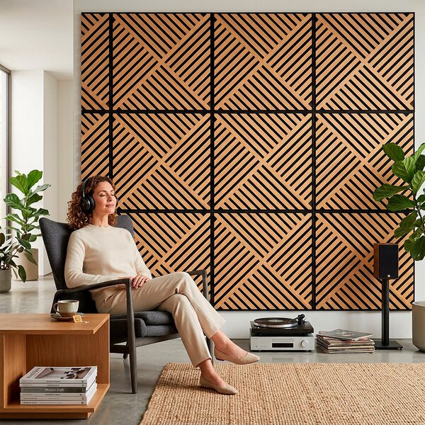 Akusztikus falpanel Deco VIII bambusz hatású 60x60x1,8 cm