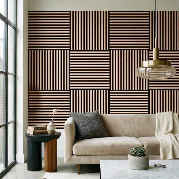 Akusztikus falpanel Deco II bambusz hatású 60x60x1,8 cm