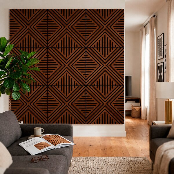 Akusztikus falpanel Deco VII dió hatású 60x60x1,8 cm