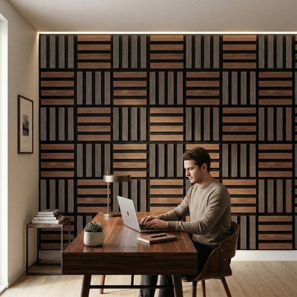 Akusztikus falpanel Deco X dió hatású 60x60x1,8 cm