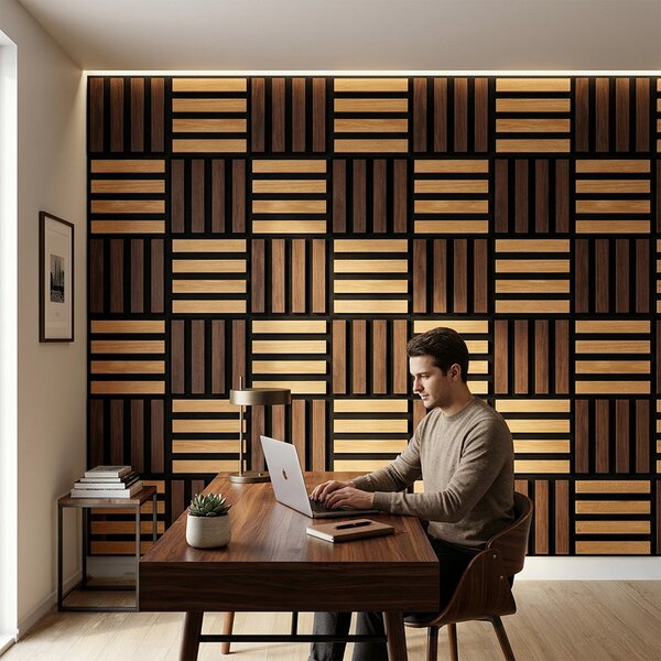 Akusztikus falpanel Deco X bambusz hatású 60x60x1,8 cm