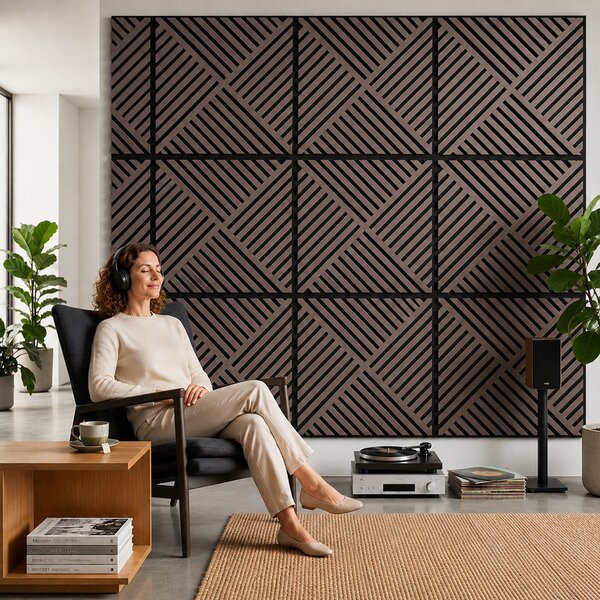 Akusztikus falpanel Deco VIII olajos tölgy hatású 60x60x1,8 cm