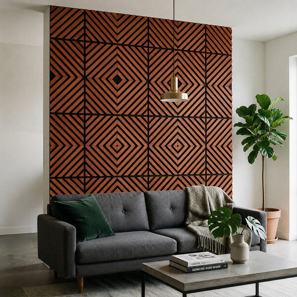 Akusztikus falpanel Deco IX dió hatású 60x60x1,8 cm