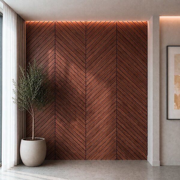 Akusztikus falpanel Deco I dió hatású 260x60x1,8 cm