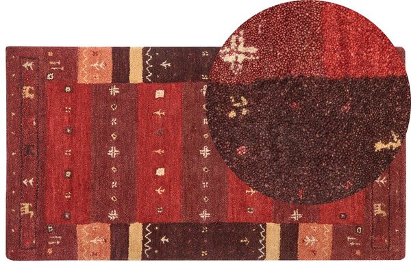 Piros gabbeh gyapjúszőnyeg 80 x 150 cm SINANLI