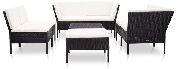 Polyrattan Kerti Bútorszett - 8 részes - Fekete