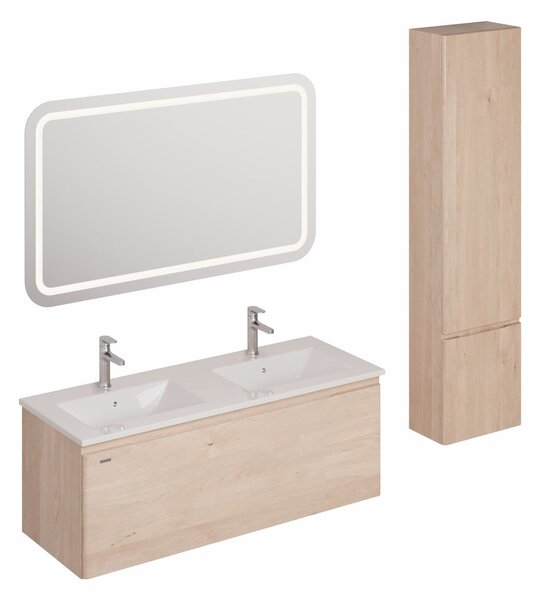 Fürdőszobagarnitúra mosdóval, mosogató csapteleppel, kifolyóval és szifonnal Naturel Ancona akác KSETANCONA5