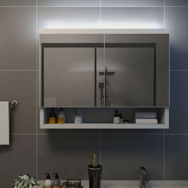 LED-es Tükrös Szekrény - Fürdőszoba - 80x15x60 cm