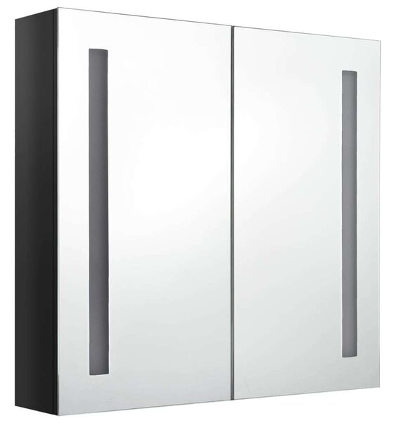 VidaXL fényes fekete LED-es tükrös fürdőszobaszekrény 62 x 14 x 60 cm
