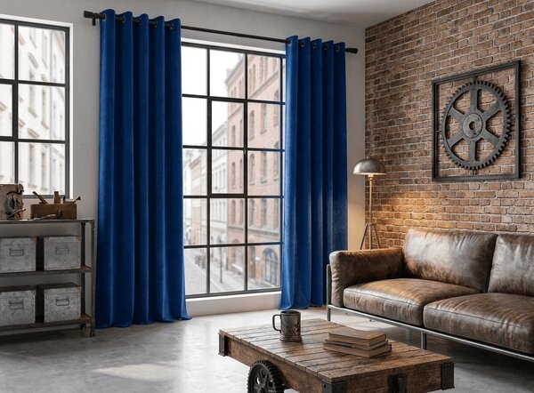 Sötétítő függöny DREAM VELVET 140x250 cm, tengerészkék Felfüggesztés: Fém gyűrűk