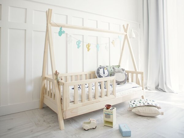 TIPI leesésgátlós gyerekágy 90x190 - natúr borovi
