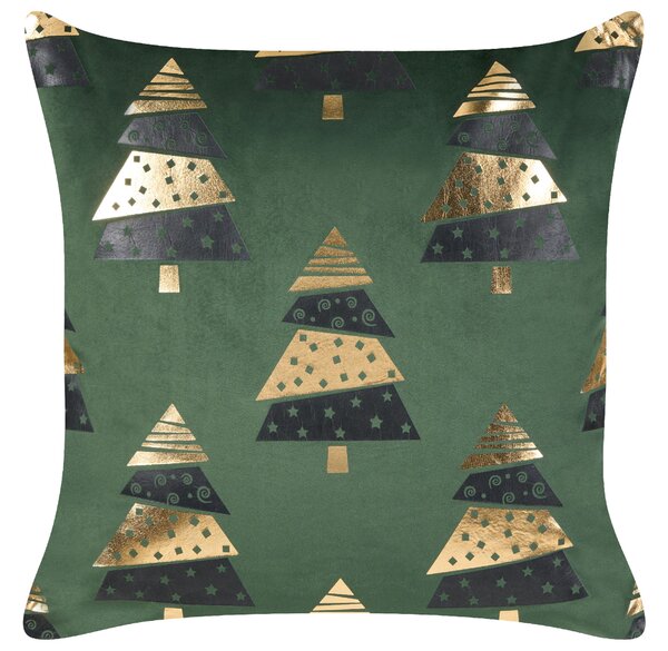 2 db díszpárna GOLDSPRUCE Bársony 45 x 45 cm Zöld Karácsonyi minta