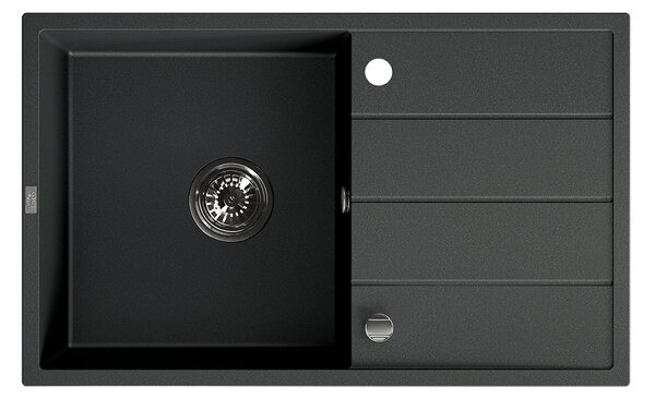 Laveo Wolin, 1 rekeszes gránit mosogató 780x480x185 mm, fekete pettyes, LAV-SPW_711T
