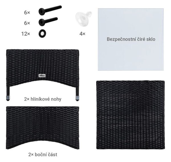 STILISTA Kerti asztal 58 x 58 cm polyrattan fekete