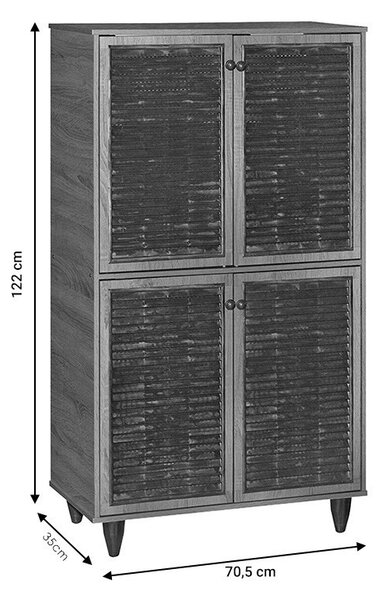 Cipősszekrény Ronan, diófa színű, 70.5x35x122 cm