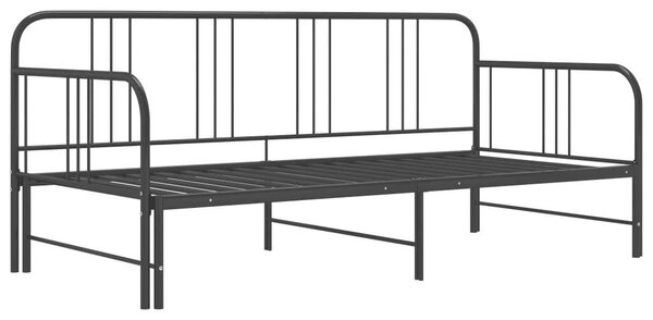 Fekete fém kihúzható kanapéágy-keret 90 x 200 cm