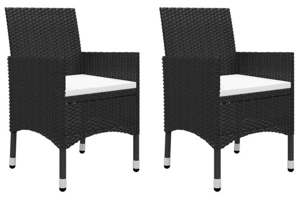 VidaXL 3 részes fekete polyrattan és edzett üveg kerti bisztrószett