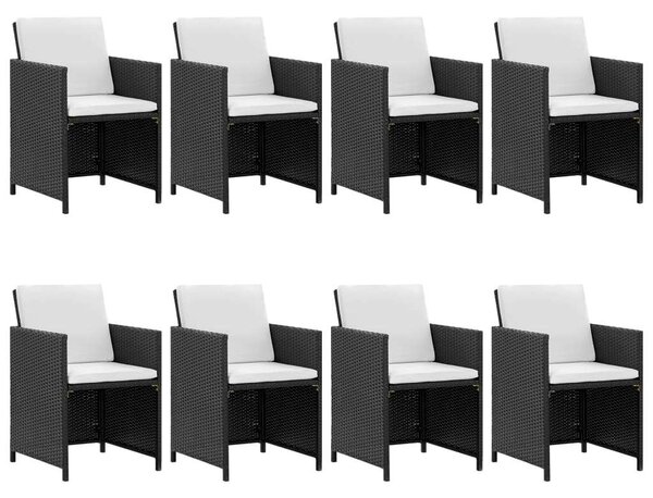 VidaXL Kültéri Étkezőgarnitúra - 9 részes - Fekete Polyrattan