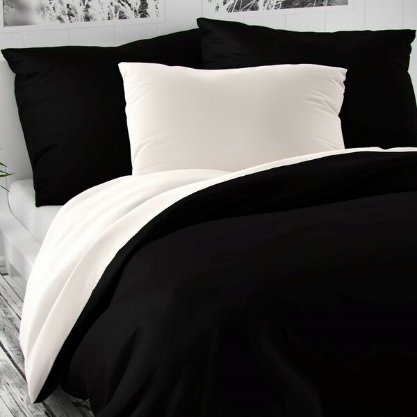 Luxury Collection szatén ágynemű, fekete-fehér, 140 x 200 cm, 70 x 90 cm, 140 x 200 cm, 70 x 90 cm