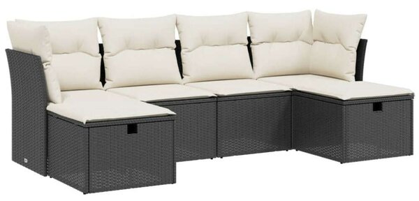 VidaXL Polyrattan Kerti Ülőgarnitúra - 6 részes - Fekete