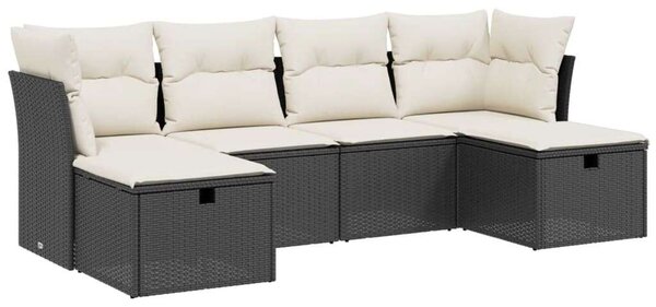 VidaXL Polyrattan Kerti Ülőgarnitúra - 6 részes - Fekete