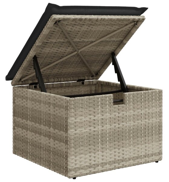 6 darabos kert kanapé szett párnákkal világosszürke poli rattan, 2 fős kerti kanapé párnákkal szürke poli rattan