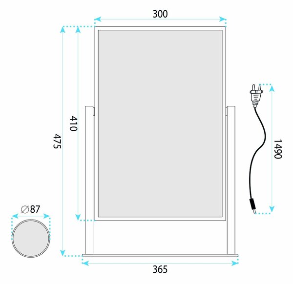 LED Tükör LUMI Black 30x40cm
