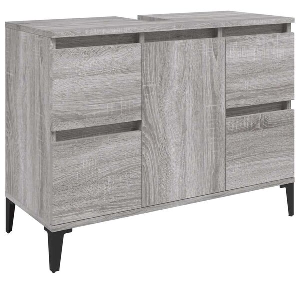 Szürke sonoma színű szerelt fa mosdószekrény 80 x 33 x 60 cm