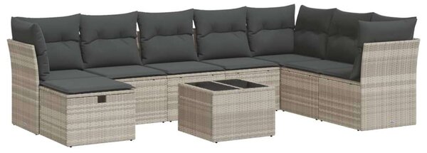 VidaXL Polyrattan Kerti Ülőgarnitúra - 9 részes, Világosszürke