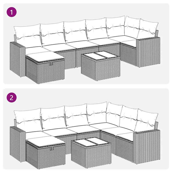 VidaXL Polyrattan Kerti Ülőgarnitúra - 8 részes - Világosszürke