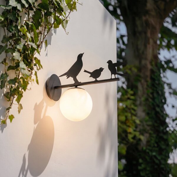 Kültéri Lámpa Lindby, Lintu Bird, dimmable, Fekete, Erkély, Fém, Vidéki otthon / Rusztikus