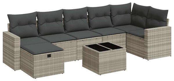 VidaXL Polyrattan Kerti Ülőgarnitúra - 8 részes - Világosszürke