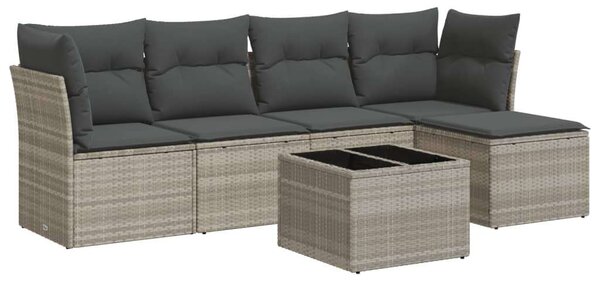 Polyrattan Kerti Ülőgarnitúra - 6 részes - Világosszürke