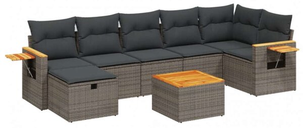 Polyrattan Kerti Ülőgarnitúra - 8 részes - Szürke