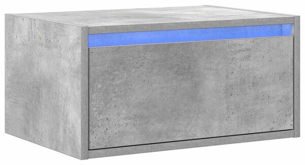 Betonszürke falra szerelhető éjjeliszekrény LED-világítással