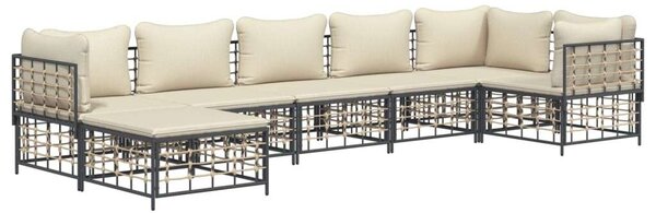 VidaXL Polyrattan Kerti Ülőgarnitúra - 7 részes - Antracit Szürke