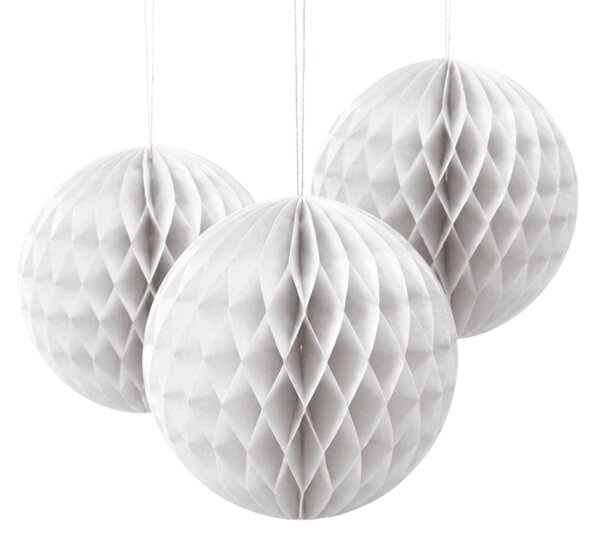 Függő papírdísz SPIRO szett 3 db 25 cm, fehér