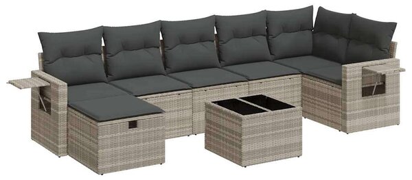 VidaXL Polyrattan Kerti Ülőgarnitúra - 8 részes - Világosszürke
