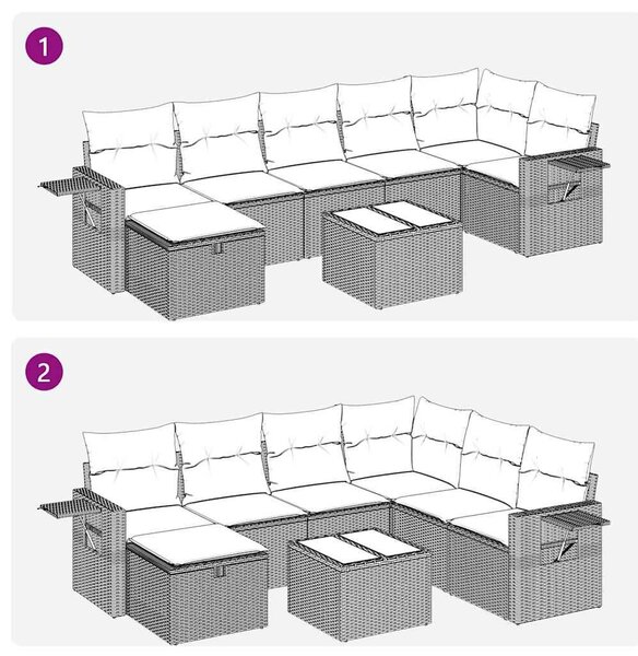 VidaXL Polyrattan Kerti Ülőgarnitúra - 8 részes - Világosszürke
