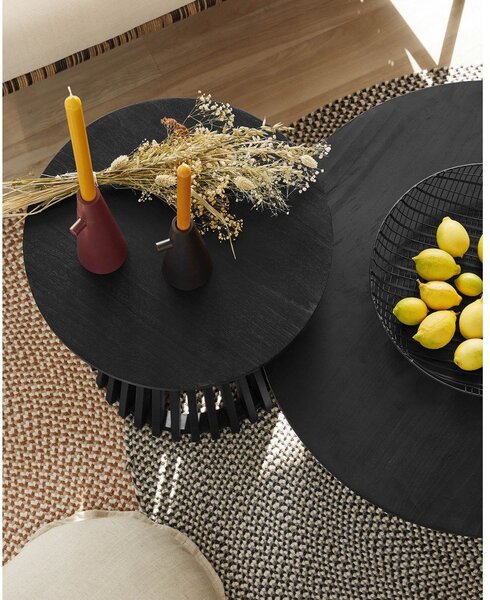 Irune fekete teakfa dohányzóasztal, ⌀ 80 cm - Kave Home