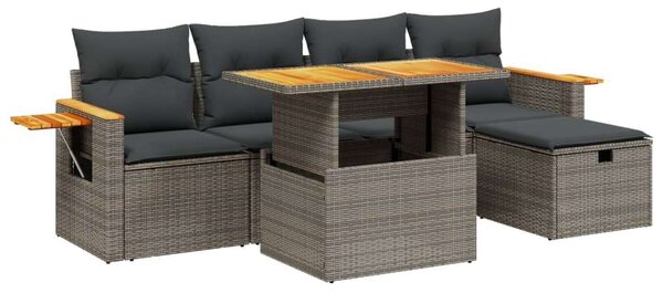 VidaXL Polyrattan Kerti Ülőgarnitúra - 6 részes - Szürke
