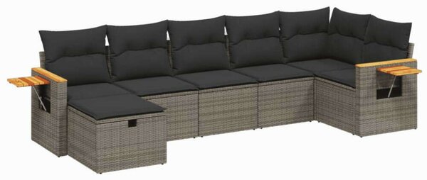 VidaXL Polyrattan Kerti Ülőgarnitúra - 7 részes - Szürke