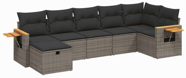 VidaXL Polyrattan Kerti Ülőgarnitúra - 7 részes - Szürke