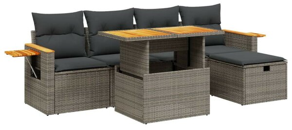 VidaXL Polyrattan Kerti Ülőgarnitúra - 6 részes - Szürke