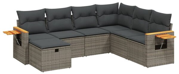 VidaXL Polyrattan Kerti Ülőgarnitúra - 7 részes - Szürke