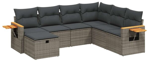 VidaXL Polyrattan Kerti Ülőgarnitúra - 7 részes - Szürke