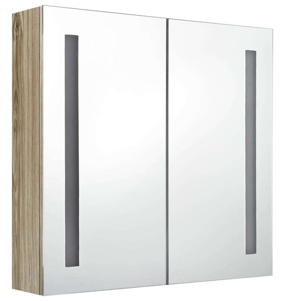VidaXL tölgyszínű LED-es tükrös fürdőszobaszekrény 62 x 14 x 60 cm